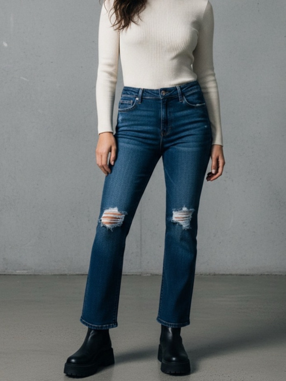 Hollister Cali Curvy Ultra High Rise Dad Jean Dark Wash y2K Distressed Size 11R
